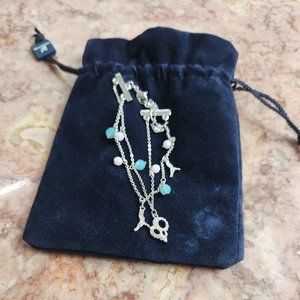 Swarovski Silver Bracelet with Delicate Double Chain Pave Crystals and Beads